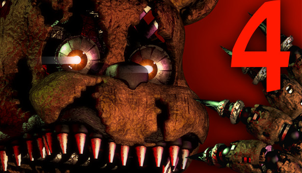 Arte oficial de Five Nights at Freddy’s 4 com Nightmare Freddy e o número quatro vermelho